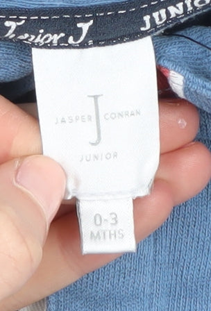 Jasper Conran Unisex Blue Polo 0-3M Embroidered Cotton
