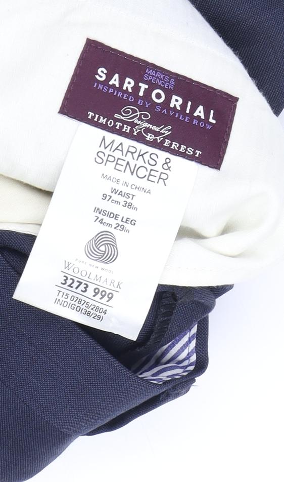 Marks and Spencer Men's Blue Dress Pants Size 38