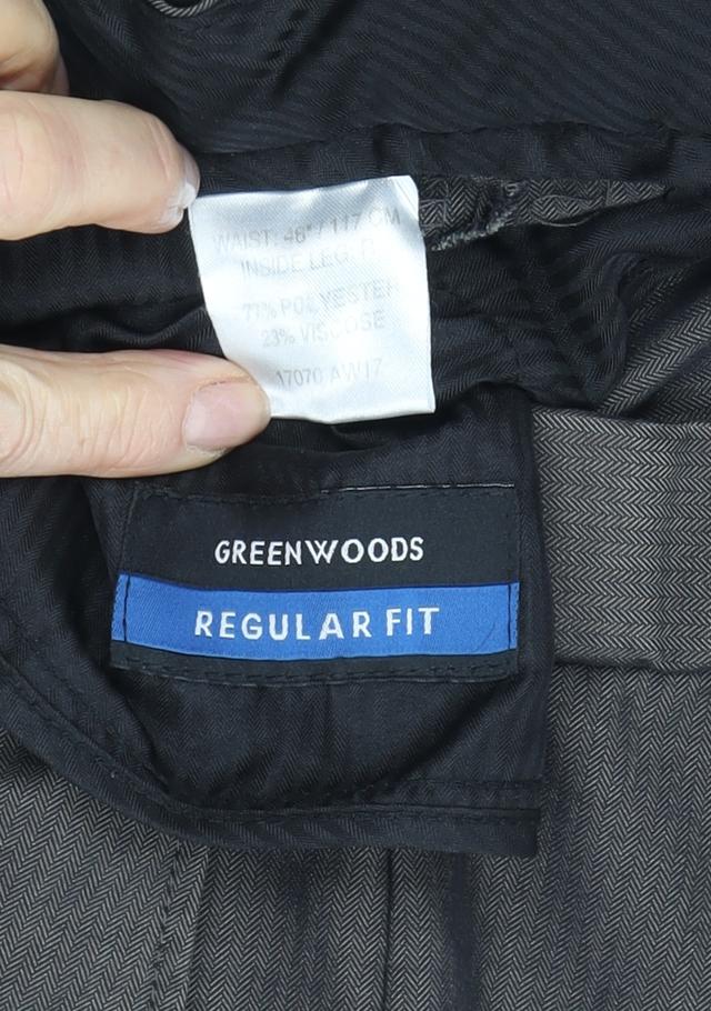 Mens UK Size XL Greenwoods Regular Fit Dress Pants Black Trousers