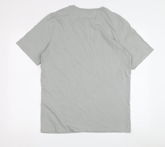 Jack & Jones Men's Grey Logo T-Shirt, Cotton, Medium
