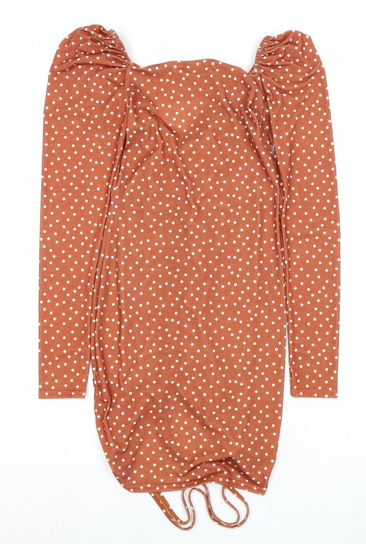 PrettyLittleThing Women's Brown Bodycon Dress Size 10