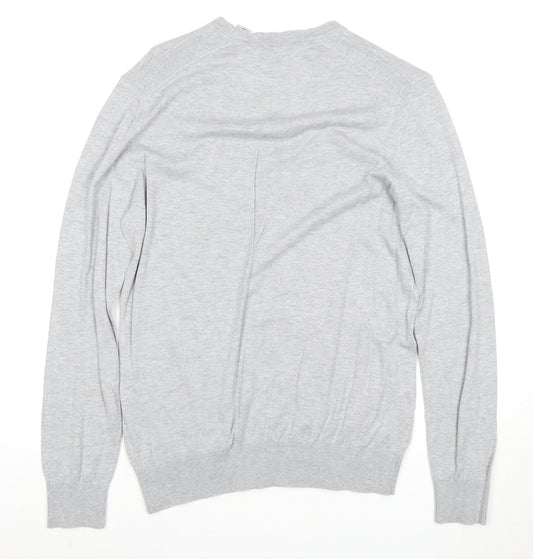 DKNY Men's Grey V-Neck Pullover Jumper, Size S