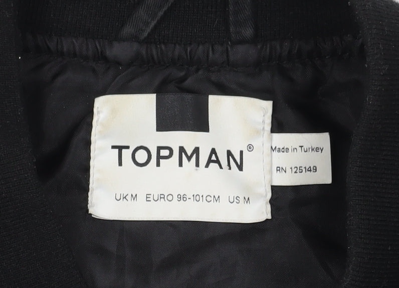 Mens UK Size M Topman Black Bomber Jacket
