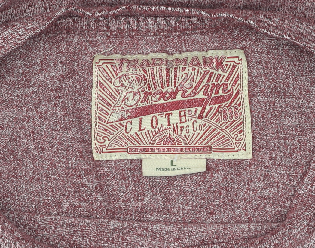 Brooklyn Men's Red Cotton T-Shirt - Size L