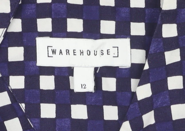 Warehouse Women's Blue Check Sheath Dress, Size 12