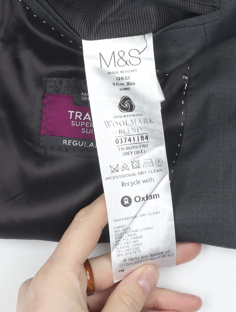 Mens UK Size 38 Marks and Spencer Regular Grey Suit Jacket