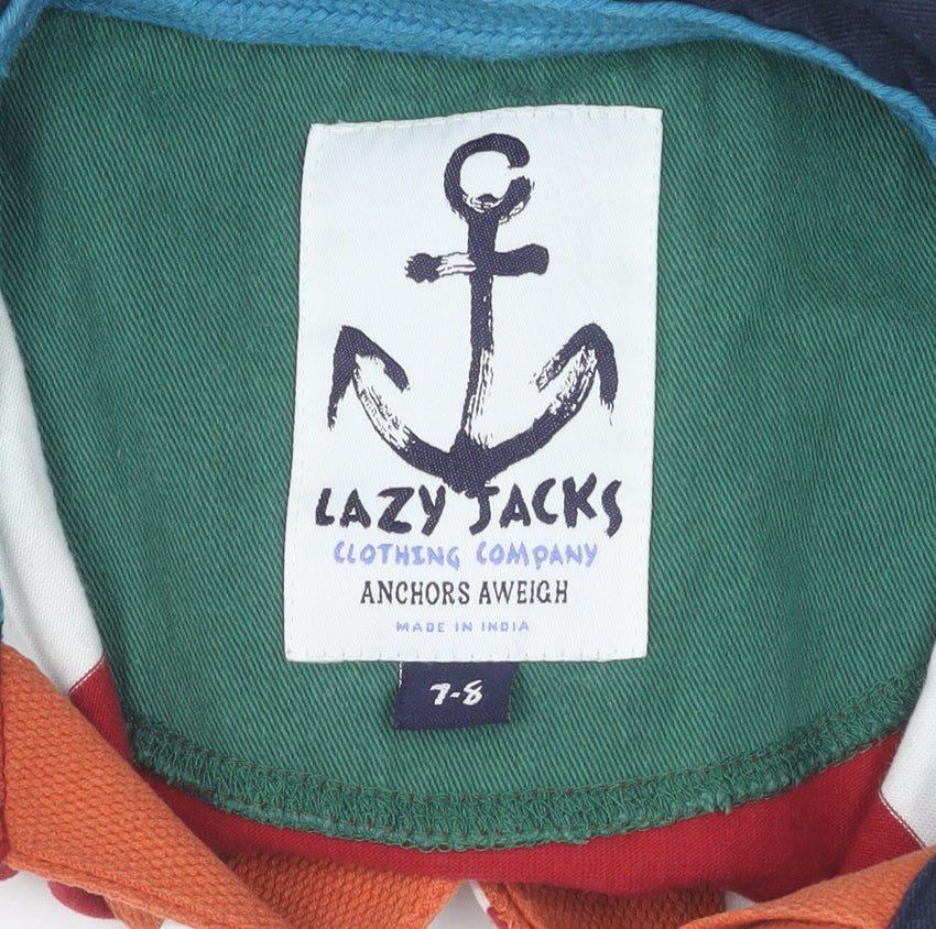 Lazy Jacks Boys Red Striped Long Sleeve Pullover 7-8 Y Casual