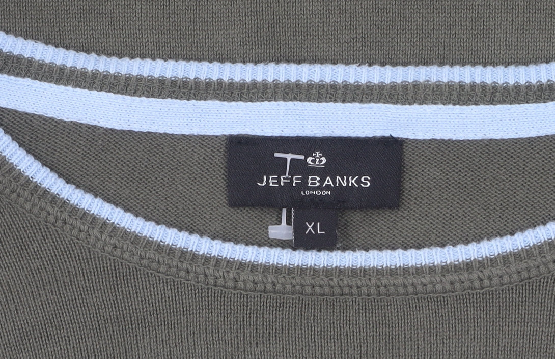 Jeff Banks Men's Green XL Pullover Jumper - Cotton Knit