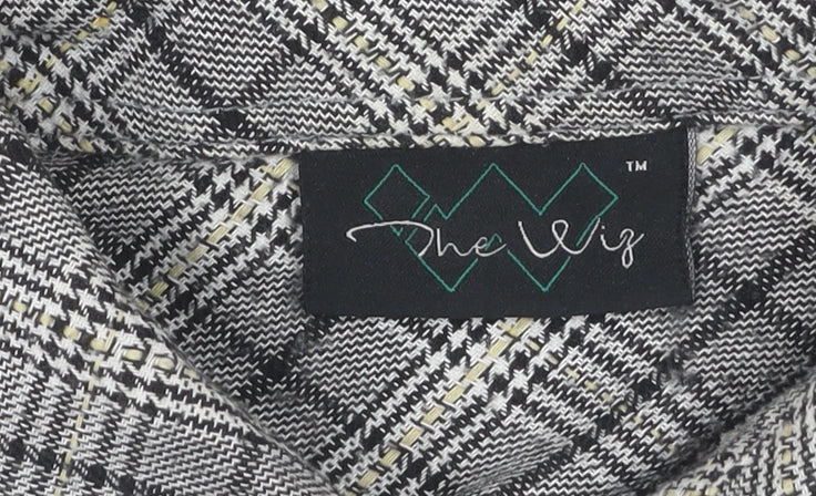 The Wiz Men's Grey Check Button-Up Shirt Size M