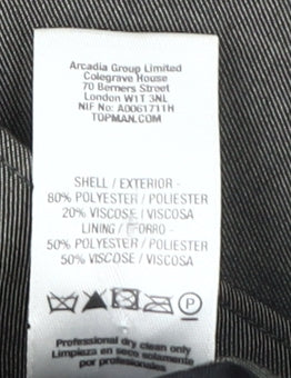 Mens UK Size 40 Topman Regular Grey Suit Jacket