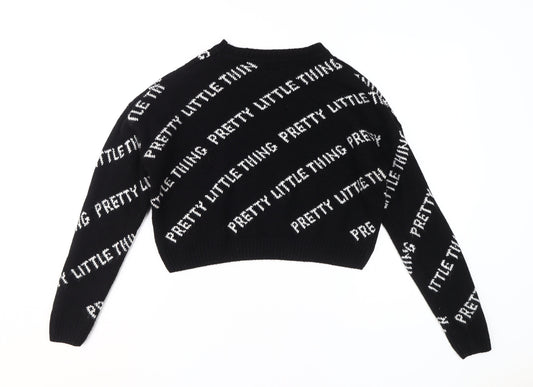 Womens UK Size S PRETTYLITTLETHING Black Pullover Jumper