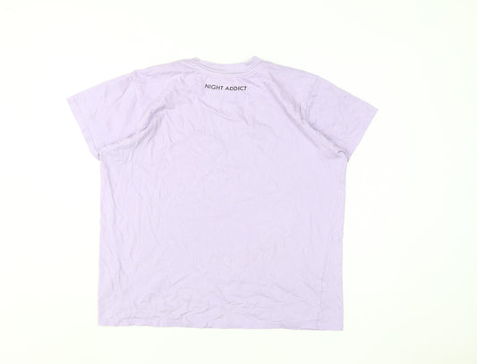 Womens UK Size XS Night Addict Purple Basic T-Shirt