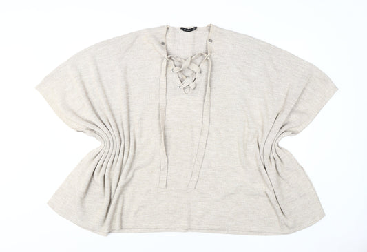 Womens UK Size M Stradivarius Beige Cape Jumper