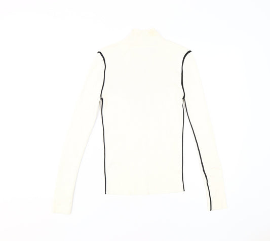 Zara Women's White Slim Mock Neck Sweater - Size S