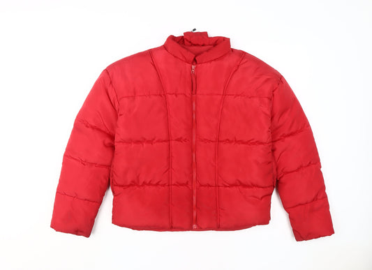 Womens UK Size XS PRETTYLITTLETHING Red Puffer Jacket