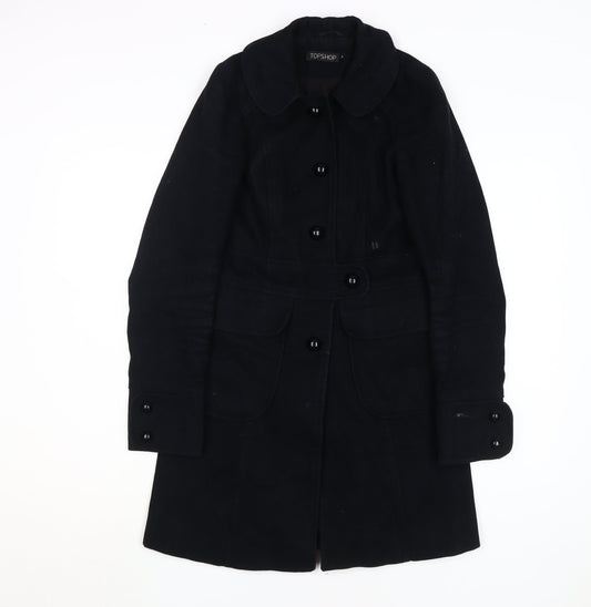Womens UK Size 8 Topshop Black Overcoat
