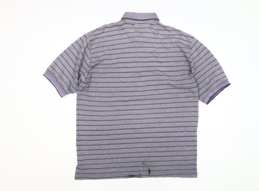 St John's Bay Men's Purple Striped Polo Shirt, Size M