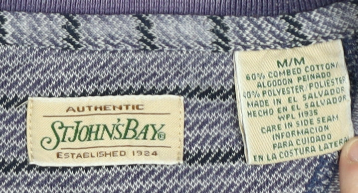 St John's Bay Men's Purple Striped Polo Shirt, Size M