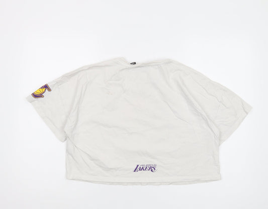 Womens UK Size 14 NBA White Cropped T-Shirt