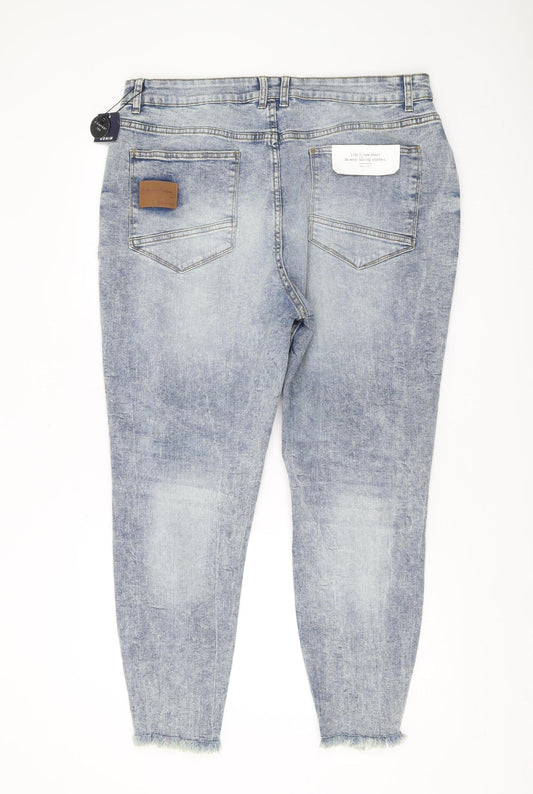 Mens UK Size 52 Piazza Italia Slim Fit Cropped Blue Jeans