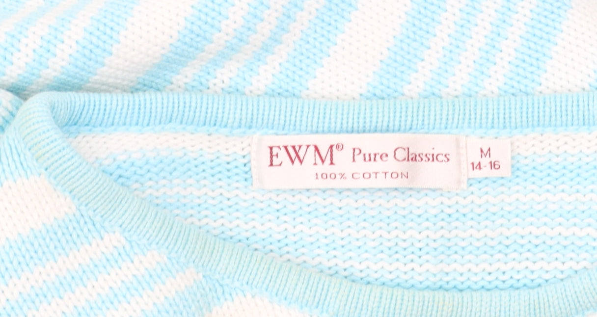 Womens UK Size M EWM Pure Classics Blue Pullover Jumper