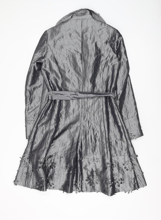 Per Una Women's Grey Trench Coat Size 8 - Elegant & Formal