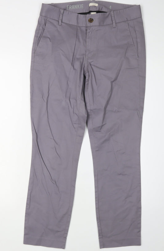Womens UK Size 4 J.CREW Regular Fit Chino Grey Trousers