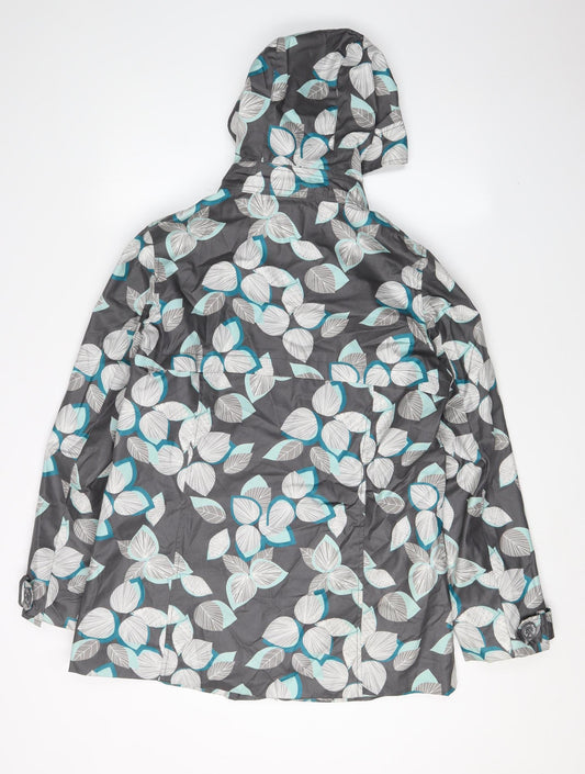 Mantaray Women's Grey Floral Rain Coat Size 12