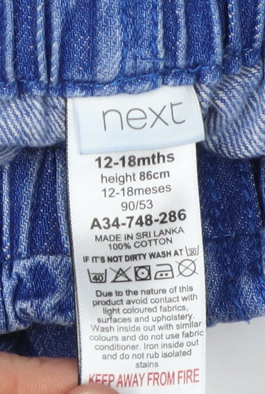 Next Blue Denim Paperbag Shorts for Unisex 12-18 Months
