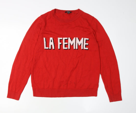 Womens UK Size 8 New Look Red Pullover Jumper