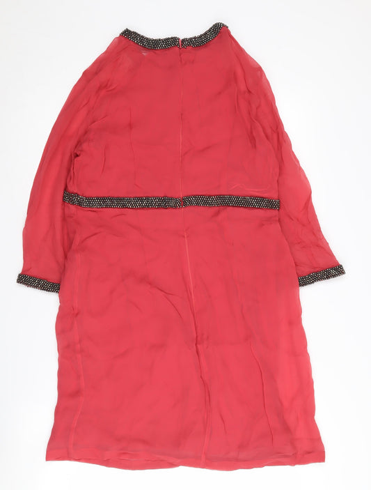 French Connection Women's Red Beaded Dress Size 12