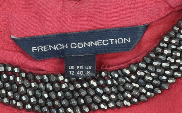 French Connection Women's Red Beaded Dress Size 12