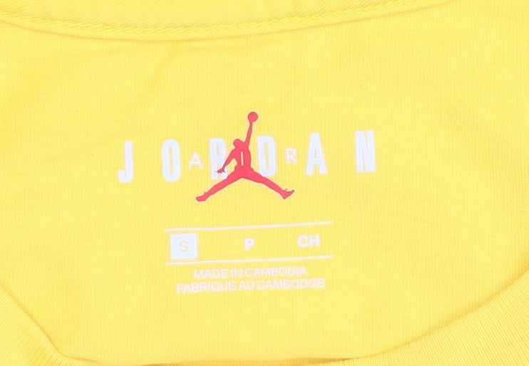 Jordan Men's Yellow Logo T-Shirt, Size S, Cotton, Graphic Print