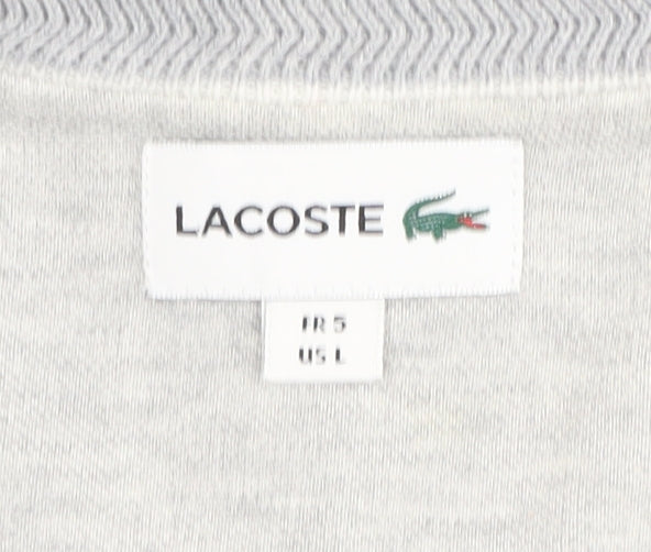 Lacoste Men's Grey V-Neck Cotton Pullover Jumper L