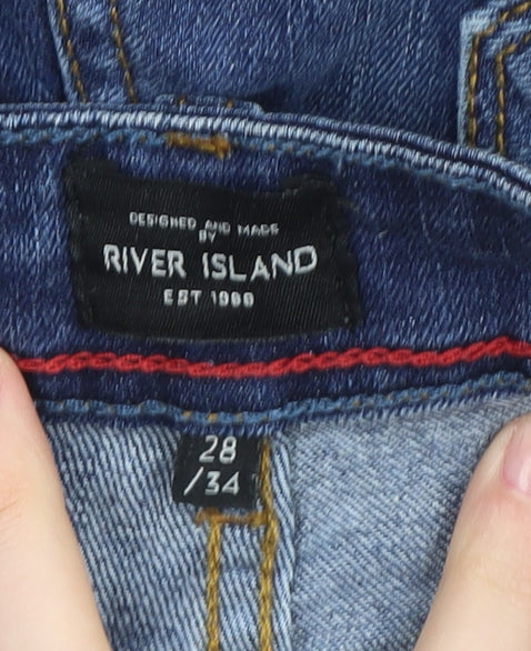 Mens UK Size 28 River Island Slim Fit Skinny Blue Jeans