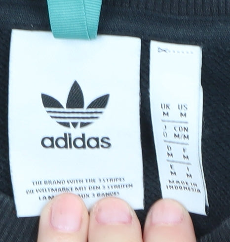 Adidas Black Graphic Print Sweatshirt M Unisex