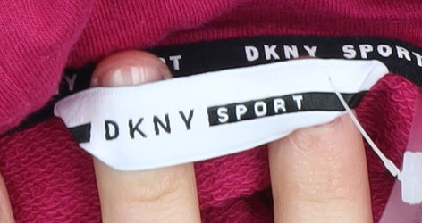 DKNY Women's Pink Logo Hoodie XS - Rhinestone Accent