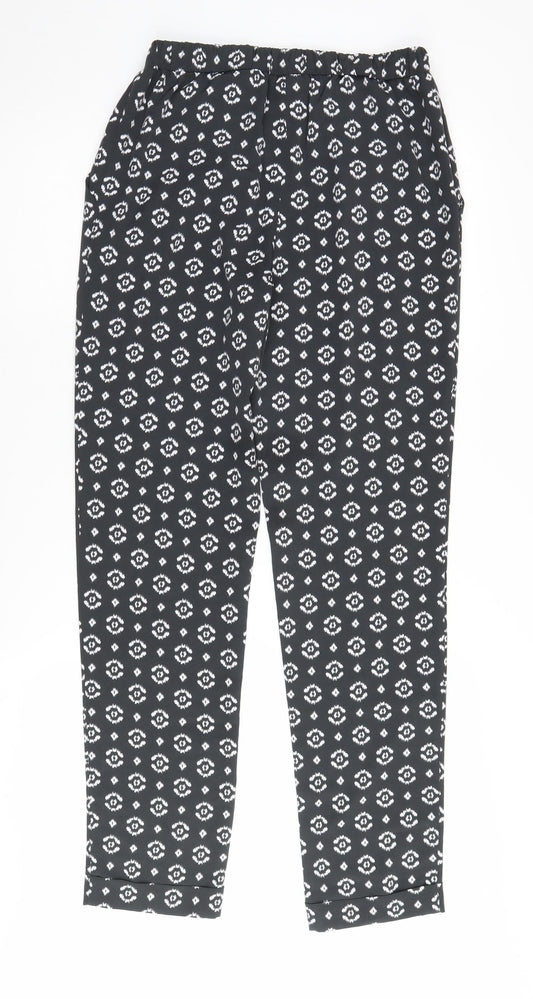 Laura Ashley Women's Black Geometric Trousers Size 8