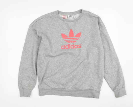 Additional front view of Adidas Teens Grey Pullover Sweatshirt L