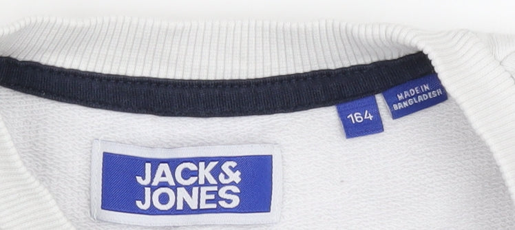 Teens UK Size 164 JACK & JONES White Pullover Sweatshirt