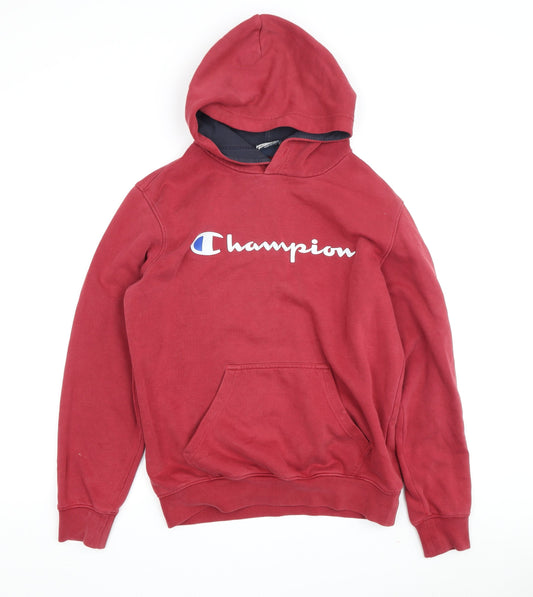 Additional front view of Champion unisex red pullover hoodie, size S