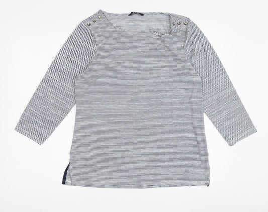 Womens UK Size 14 Jasper Conran Blue Basic Ringer T-Shirt