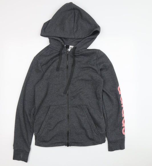 Additional front view of Adidas Women's Grey Full Zip Hoodie, size 8