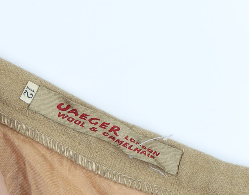 Close-up detail of Jaeger Women's Beige Knee Length Wool Pencil Skirt