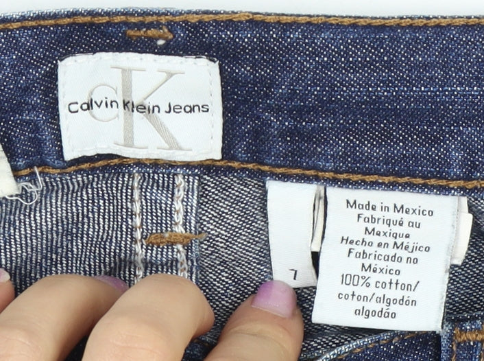 Womens UK Size 7 Slim Calvin Klein Regular Fit Straight Blue Jeans