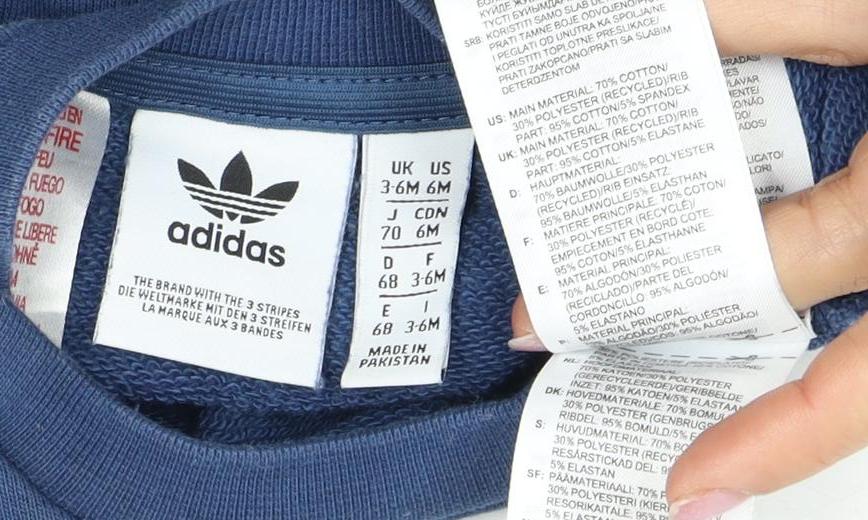 Adidas Unisex Baby Blue Long Sleeve Sweatshirt 3-6 Months