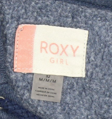 Roxy Girls Blue Pullover Hoodie - Size 10 Years, Lace Up Style