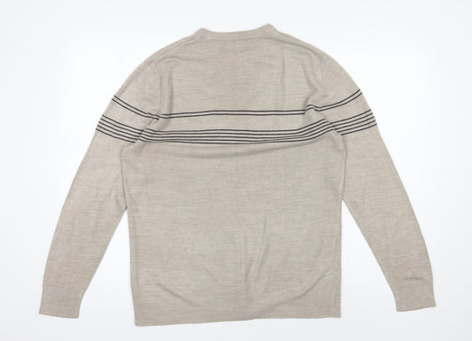 Thomas Nash Men's Beige Striped Pullover Jumper S
