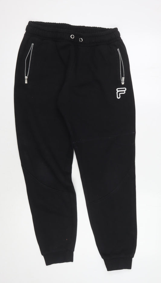 Womens UK Size S FILA Regular Fit Jogger Black Trousers