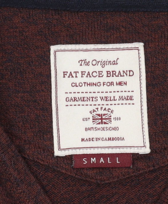 Fat Face Men's Brown V-Neck Pullover Jumper S